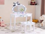 Black and white panda MDF painted finish, solid wood legs, 1-drawer children's dressing table set, 19880855