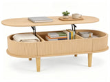 43.5" MidCentury Modern Oval LiftTop Coffee Table, Gas Strut Silent Height Adjustable Table with 3 50774105