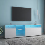 ZUN TV Stand High Gloss Doors Modern TV Stand LED W33128904