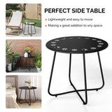 Outdoor Side with Flower Cut Outs, Weather Resistant Steel Patio Side, Round Outdoor End 09740220
