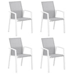 ZUN White Arm Comfortable Aluminum Texilene Mesh Fabric Patio Dining Chairs Waterproof Set Of 4 Modern W1828P162468