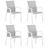 ZUN White Arm Comfortable Aluminum Texilene Mesh Fabric Patio Dining Chairs Waterproof Set Of 4 Modern W1828P162468