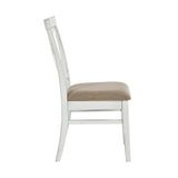 Modern Style White and Oak Finish Side Chairs 2pc Set Fabric Upholstered Seat Charming Traditional B011102651