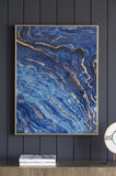 Set of 2 Blue and Gold Framed Art Panels, Unique Marbled Design, 30.5" x 40" W2078130282