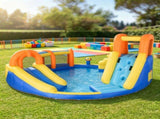 6-in-1 Inflatable Water Slide Bounce House Kids Jumping Castle with Slide, Basket, Pool, Climbing 40378251