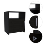 ZUN Nordico Nightstand , End Table, Side Table One Shelf, Single Door Cabinet, Metal Handle -Black B20091970