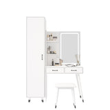 Makeup Vanity Table Slim Armoire Wardrobe Set, Dressing Table with LED Mirror Power Outlets 97156589