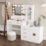 ZUN Large Makeup Vanity with Lights, Vanity Table with Charging Station, Vanity Desk with Mirror and 10 73638677