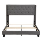 ZUN Upholstered Platform Bed with Classic Headboard, Box Spring Needed, Gray Linen Fabric, Queen Size WF280786AAE