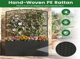 58" Black PE Rattan Raised Garden Bed with Trellis Adjustable Foot Pads Outdoor Planter Box 53155263