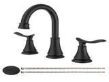 2-Handle 8 inch Widespread Bathroom Sink Faucet Matte Black Lavatory Faucet 3 Hole 360&deg Swivel 99411719