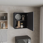 ZUN Wall Cabinet 23.6" H, with 1 Door and 2 Shelves, Black B097P250866