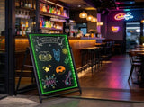 32"x24" LED Message Writing Board, Illuminated Erasable Lighted Chalkboard with Neon Effect, Menu 47352636
