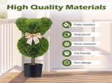 2 Pack Cute Bear Topiary Trees with Cement Weighted Pots Lifelike Green Faux Boxwood Decor for 12640559