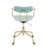 Demi Contemporary Office Chair in Gold Metal and Light Blue Velvet by LumiSource B202P223898