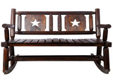 Outdoor Wood Rocking Bench Carbonized Double Rocking Chair for 2 Persons with Wide Curved Seat, T5816P475754