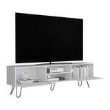 Vassel TV Stand, Entertainment Unit with Hinged Drawers and Hairpin Legs B200P173211