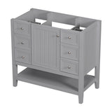 ZUN 36" Bathroom Vanity without Sink, Cabinet Base Only, One Cabinet and three Drawers, Grey WF306244AAE