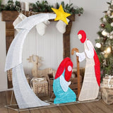 VINGLI 3.7FT Lighted 2D Nativity Scene Outdoor Christmas Decorations, with 170 White LED Lights and 96286424