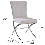 Beige and Chrome Side Chairs with Metal X Shape Legs B062P182722