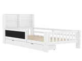 Twin Platform Bed with Chalkboard,Solid Wood Platform Bed with Storage Drawers and Shelves,Childlike W1580P362704