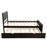 ZUN Platform Bed with Twin Size Trundle, Twin Size Frame, Espresso 14512672