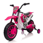 ZUN 12V Kids Ride on Toy Motorcycle, Electric Motor Toy Bike with Training Wheels for Kids 3-6, Rose Red W2181P164393