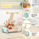 Wooden Baby Walker with 3-Position Adjustable Heights and Smooth Wheels 90890793