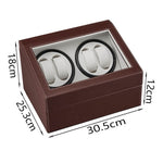 ZUN Brown Leather Watch Winder Storage Auto Display Case Box 4 6 Automatic Rotation 27700804