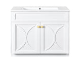 30'' Bathroom Vanity with Ceramic Sink Combo, Modern Freestanding Storage Cabinet with Gold Handles, N710P194898K