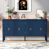 U_STYLE Four-Door Sideboard with Geometric Line Patterns and Vintage Metal Handles for Timeless N711P178748V