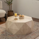 Modern Farmhouse Coffee Table Drum Coffee Table, American Natural Retro Style Coffee Table for W3081P254995
