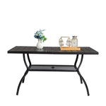 ZUN 60*38*28.5in Iron With Umbrella Hole Patio Bar Table Black 15801327