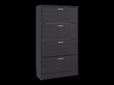 Kobuk 4 Door Shoe Rack, 4 Shelves, Black Wengue B097P480476