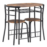 ZUN Fire Wood PVC Black Paint Breakfast Table for Couples with Curved Back 37100463