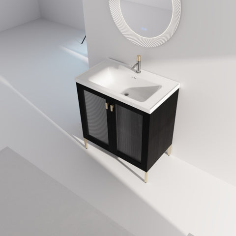 ZUN 32Inch Freestanding Bathroom Vanity Plywood With Ceramic Sink, Soft Closing Door 60918435