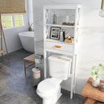 ZUN Over-the-Toilet Storage Cabinet White with one Drawer and 2 Shelves Space Saver Bathroom Rack W28227728