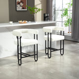 ZUN House Hold Bar Set of 2, Modern Bar Stool with Back, Black Metal Frames, Upholstered Bar W1588P194939