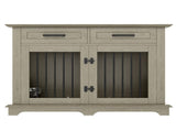 44.48" Large Dog Crate Furniture, Indoor Wooden Dog Kennel End Table with 2 Storage Drawers and 95356075