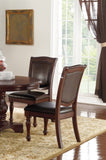 Gorgeous Formal Set of 2 Side Chairs Brown Color Rubberwood Dining Room Furniture Faux Leather B01180914