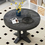 ZUN TREXM Farmhouse Dining Table Extendable Round Table for Kitchen, Dining Room WF305980AAB