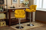 ZUN Glasgow Contemporary Tufted Adjustable Height Hidraulic Bar Stools, Set of 2, Yellow T2574P164869