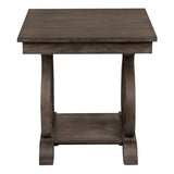 Classic Traditional End Table with Bottom Shelf Dark Oak Finish Scrolled Base Support 1pc Wooden B011P175451