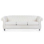 ZUN 84.65" Rolled Arm Chesterfield 3 Seater Sofa W68058494