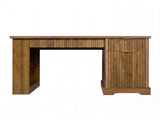 55" Modern Fluted Office Desk with Storage Cabinet & Drawers, Computer Writing Desk with Power W2917P494379