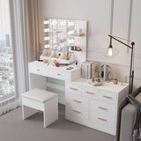 Large Makeup Vanity with Lights, Vanity Table with Charging Station, Vanity Desk with Mirror and 10 16914916