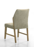 Eden Set of 2 Beige Linen Dining Chair with Rustic Oak Finish Legs B061P291331