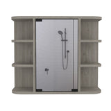 Milan Medicine Cabinet, Six External Shelves Mirror, Three Internal Shelves -Light Gray B20091957