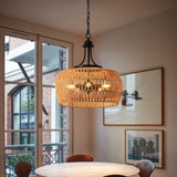 Boho Hemp Rope Pendant Light, Hand-Woven Jute Hanging Lamp with Adjustable Chain, Natural Rope Shade W1340P241300