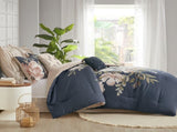 8 Piece Cotton Comforter Set Navy Queen B035128842